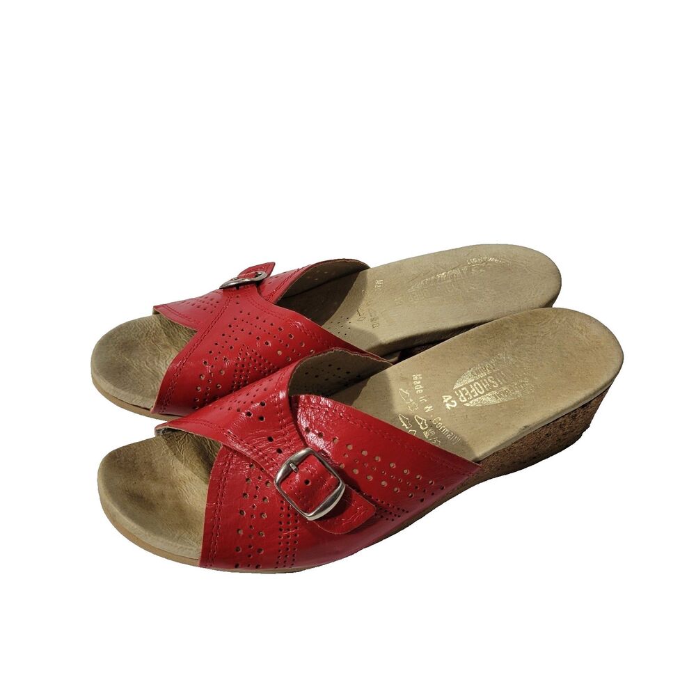 Worishofer 251 Womens Red Leather Wedge sandals sz 42 EU 12 US